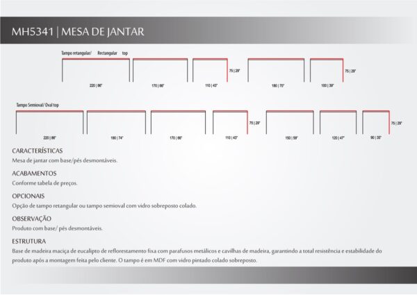 Mesa de jantar Tampo Madeira - MH 5341 - Image 4